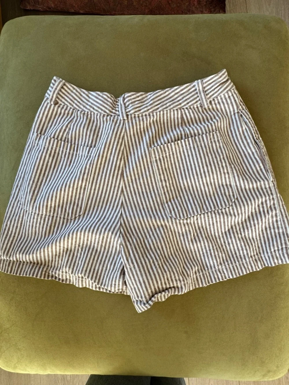 OZMA camp shorts in brown stripe linen medium - Picture 4 of 8